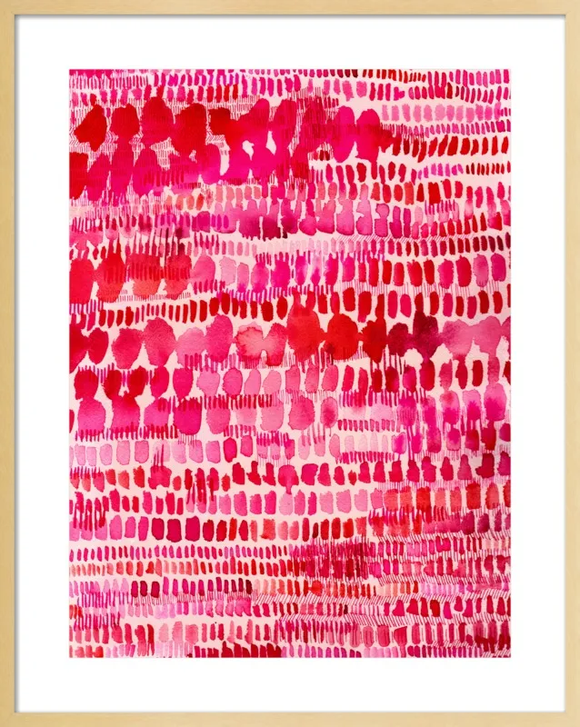 Pink and Red Watercolor Patterns Wall Art  by Paula Mills for Artfully Walls