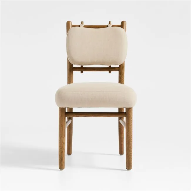 Pierre Light Brown Oak Wood Linen Upholstered Dining Chair