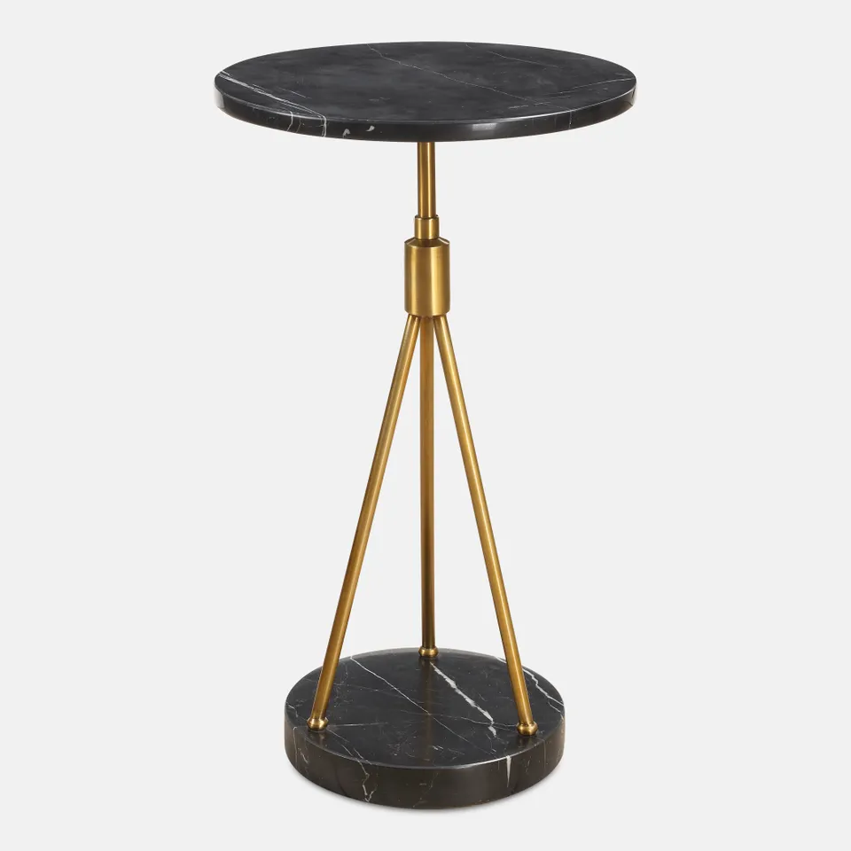 Rosston Black Marble Accent Table