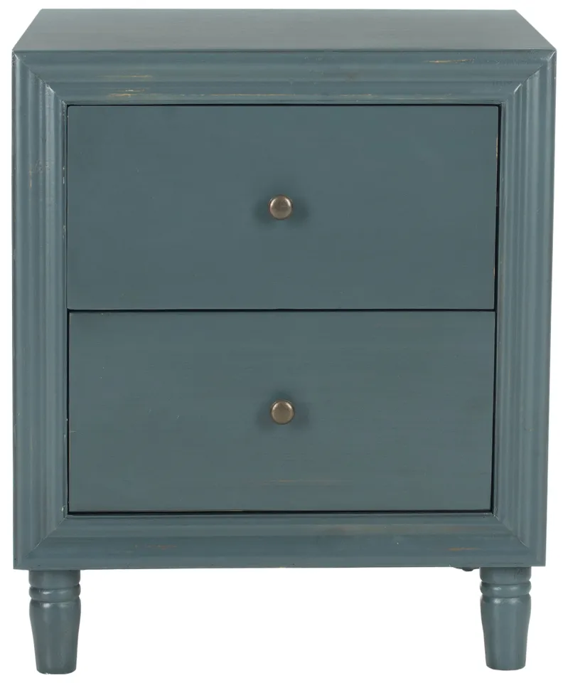 Blaise Nightstand With Storage Drawers - Steel Teal