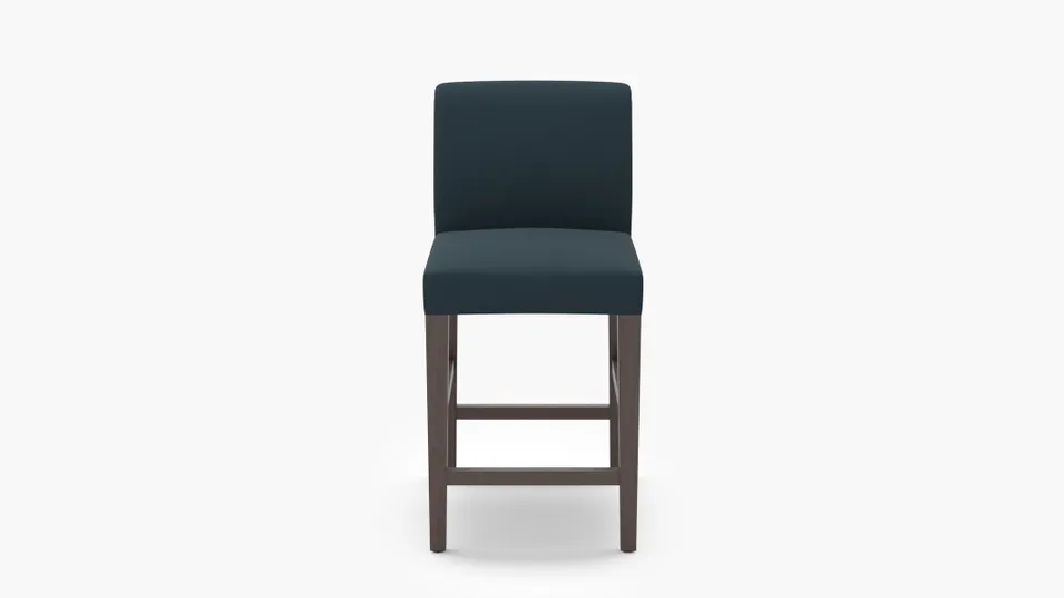 Signature Dining Counter Stool, Navy Everyday Linen, Espresso Square Tapered Leg