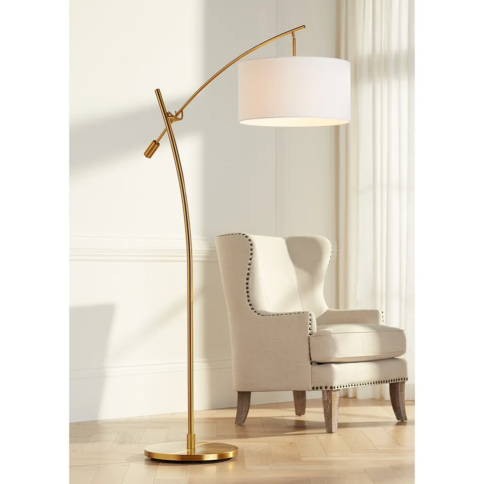 Possini Euro Raymond Warm Gold Adjustable Boom Arc Floor Lamp