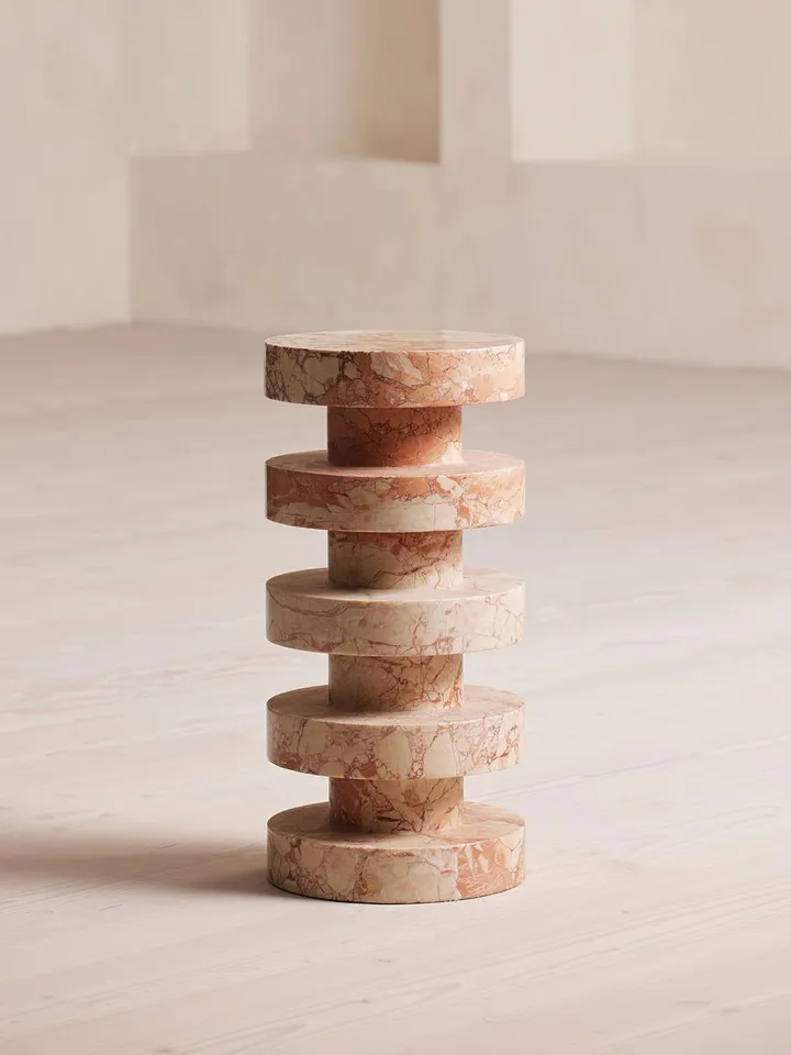 Nelson Side Table, Breccia Pernice Marble
