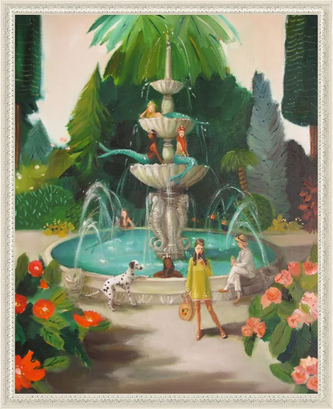 Selfie At The Mermaid Public Fountain by Janet Hill for Artfully Walls