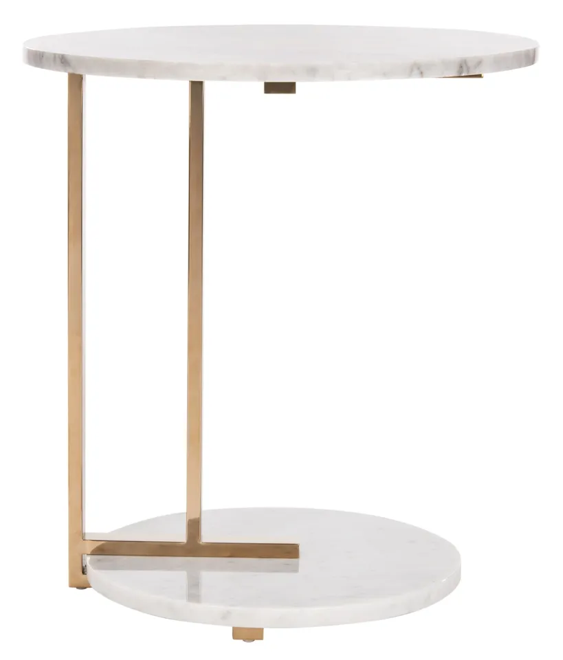 Aphrodite Marble End Table - Gold/White