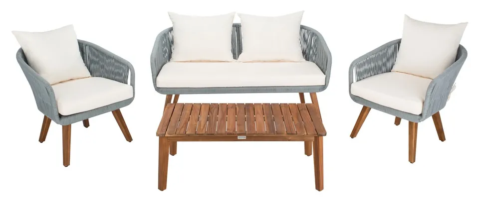 Prester 4 Piece Living Set - Gray/Beige