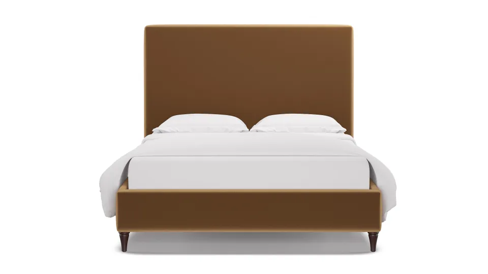 Classic Bed, Fawn Performance Velvet, Espresso Decorative Tapered Leg, Twin