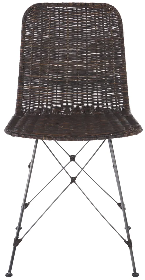 Minerva Weaved Dining Chair, Set Of 2 - Dark Brown / Black