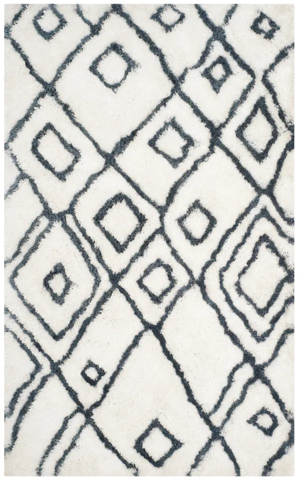 Arlo Home Hand Tufted Area Rug, SGT727K, Ivory/Blue,  5' X 8'
