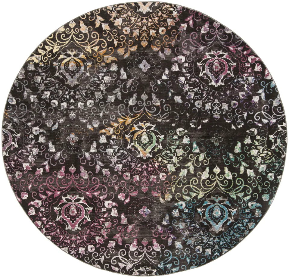 Arlo Home Woven Area Rug, ARA172W, Brown/Multi,  6' 5" X 6' 5" Round
