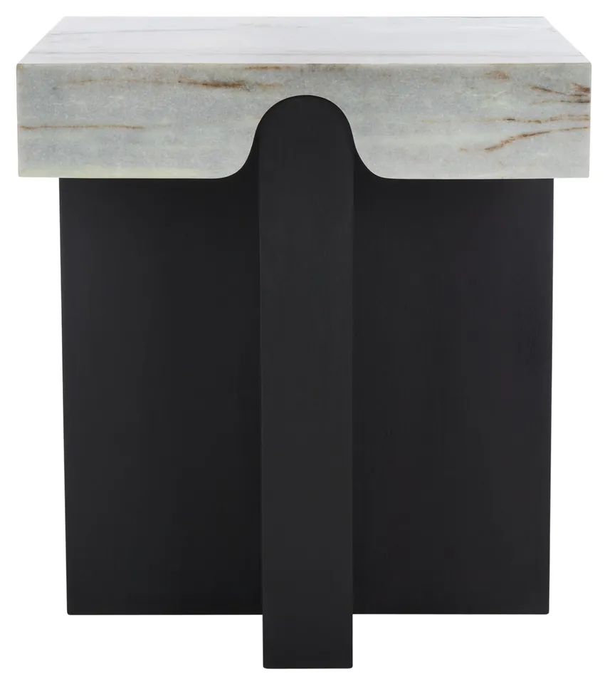 Roxandra Marble Top Accent Table - Black/White