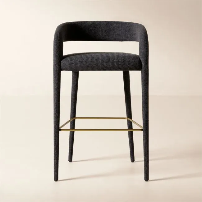 Lisette Charcoal Performance Fabric Bar Stool