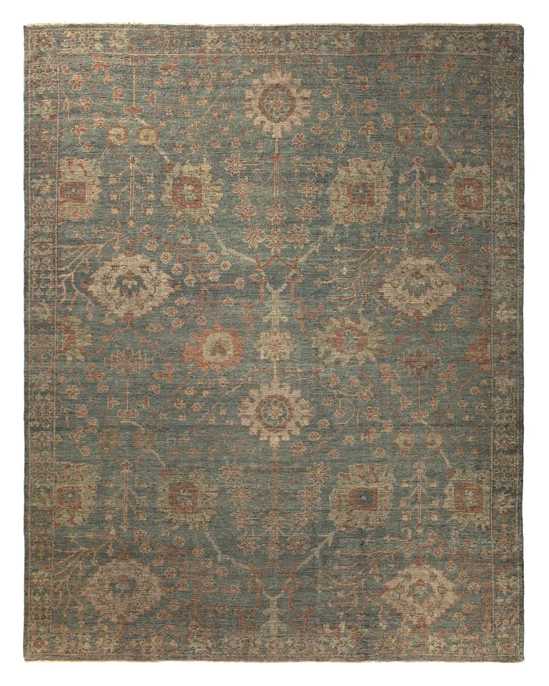 Maeli RHA03 Handknotted Floral Blue and Beige Area Rug (13'x18')