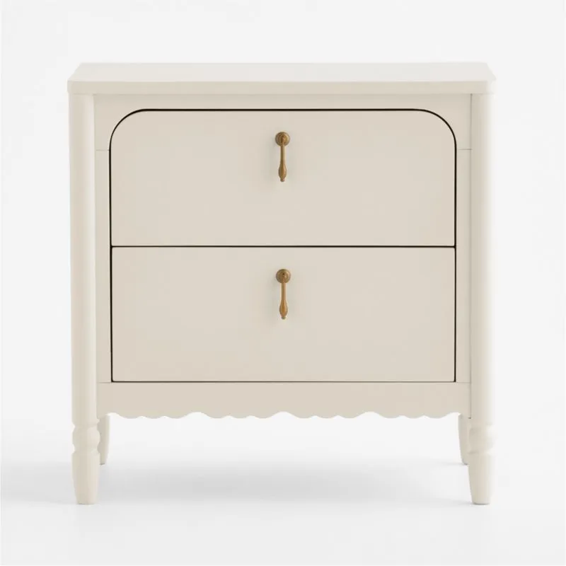 Beatrix Linen Wood 2-Drawer Kids Nightstand