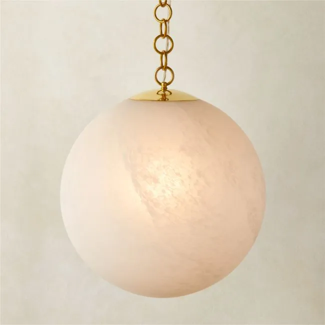 Moon Globe Pendant Light with Brass Chain 21"