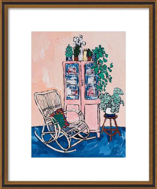 Rocking Chair In Pink Interior by Lara Lee Meintjes for Artfully Walls