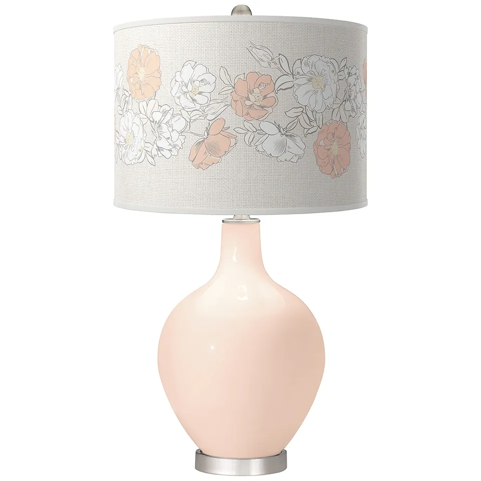 Linen Rose Bouquet Ovo Table Lamp