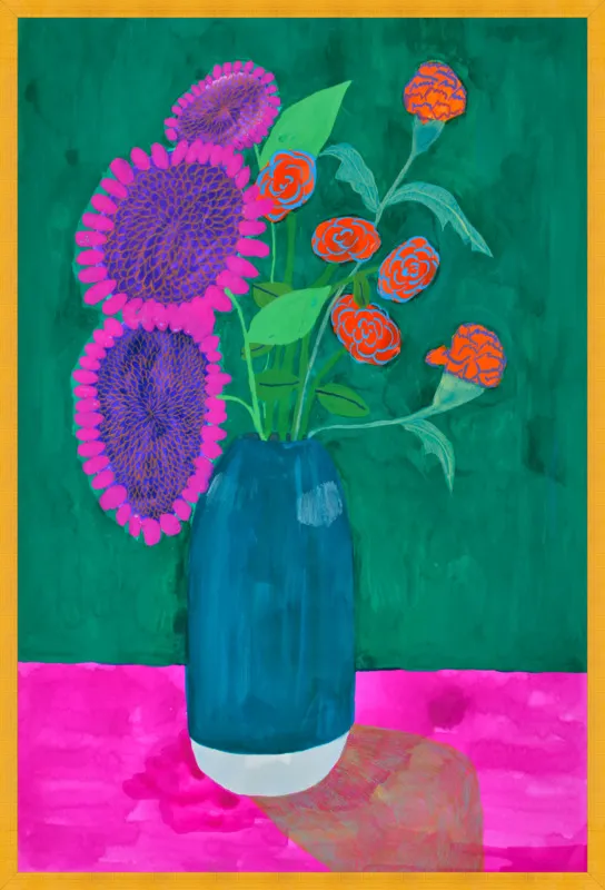 vase with sunflowers and carnations  by Christiane Drapela for Artfully Walls