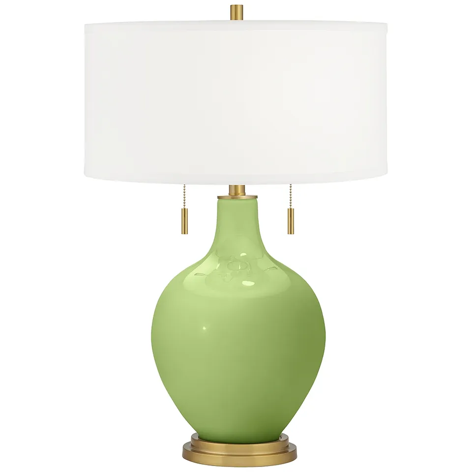 Color Plus Toby Brass 28" Modern Lime Rickey Green Table Lamp