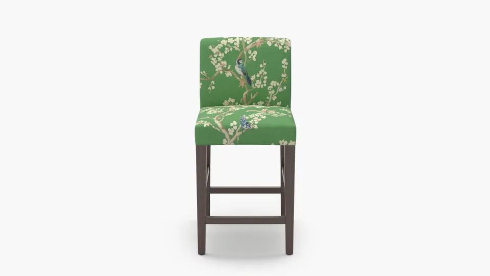Signature Dining Counter Stool, Jade Cherry Blossom, Espresso Square Tapered Leg