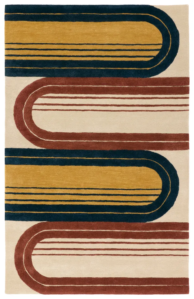 Hypnotic ICO17 Handmade Abstract Multicolor and Red Area Rug (10'x14')