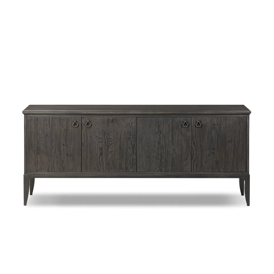 Alden Media Console - Worn Black Oak Veneer