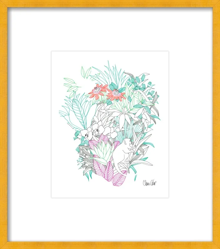 Passionflowers, orchids and the squirrel monkey  by Claire Colin for Artfully Walls
