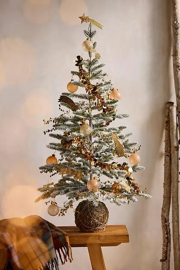 Artificial Snowy Moss Ball Fir Tree, 40"