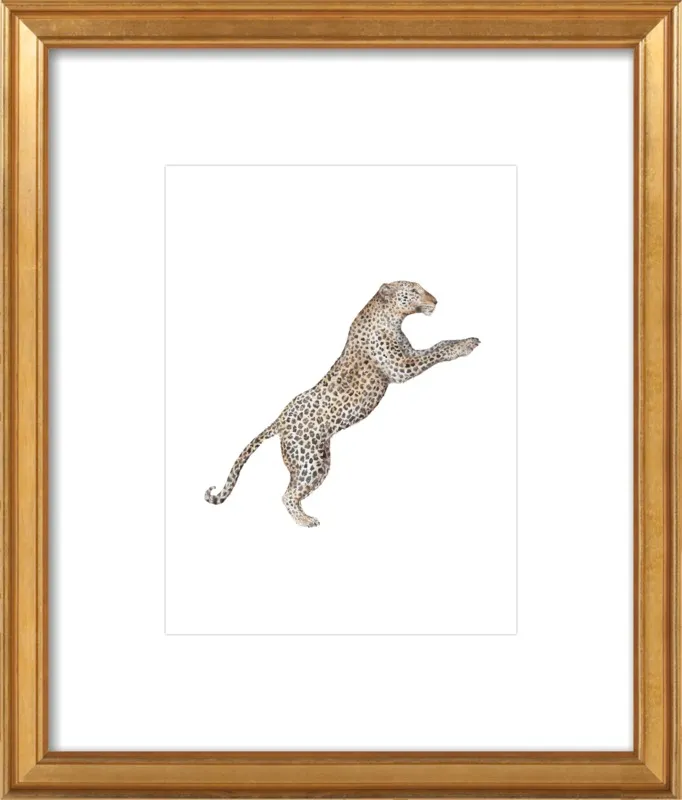 Leaping Leopard Watercolor by Lauren Rogoff for Artfully Walls