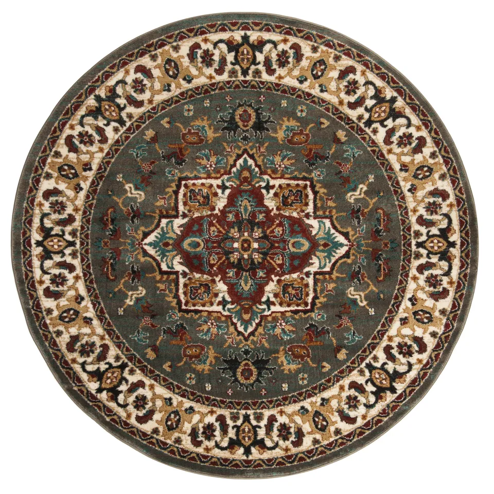 Arlo Home Woven Area Rug, SMT293B, Grey/Ivory,  4' X 4' Round