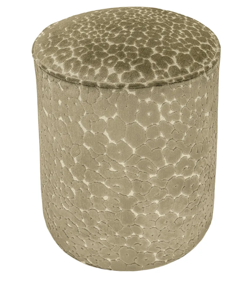 THE TIGHT ROUND OTTOMAN :: LEOPARD CUT VELVET // TAUPE - SWATCH 4" X 4"