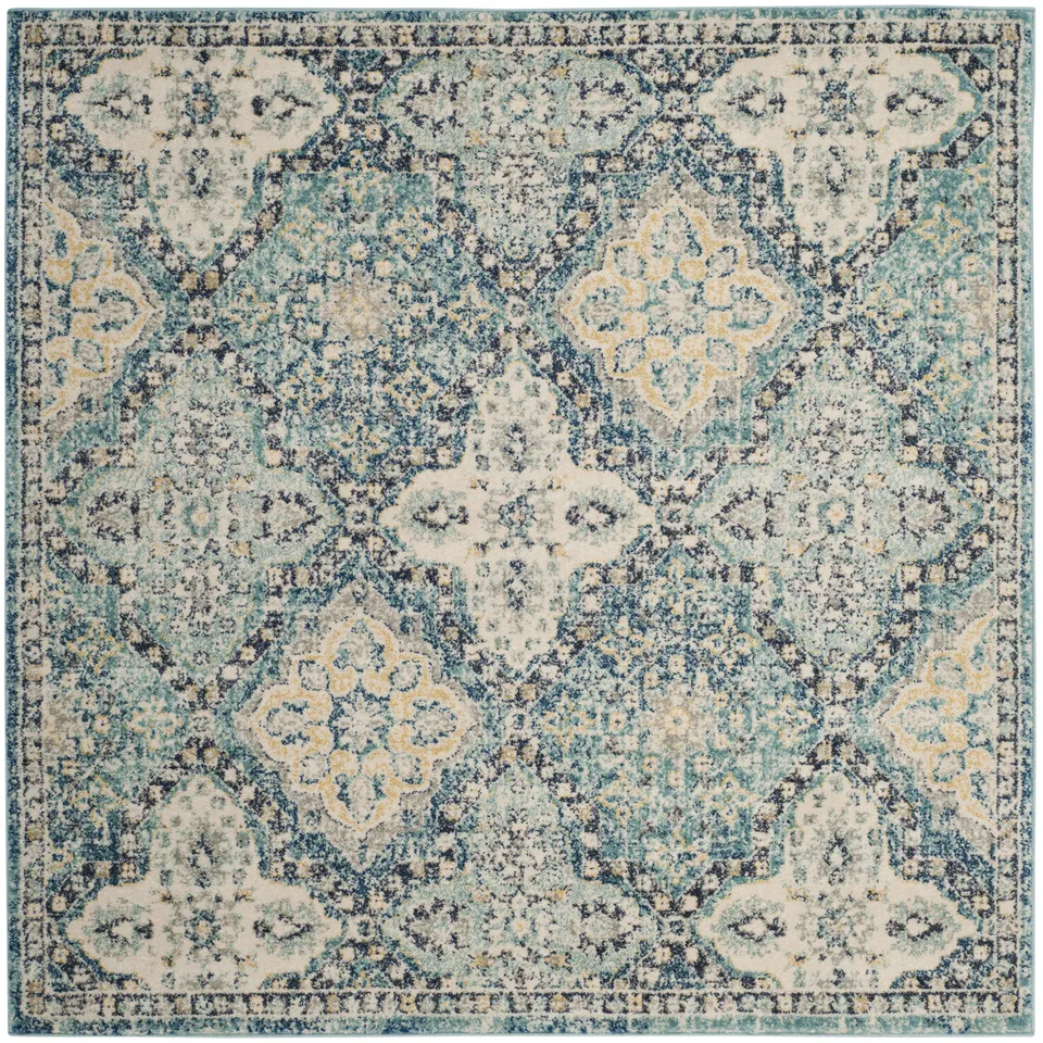 Arlo Home Woven Area Rug, EVK274C, Light Blue/Ivory,  5' 1" X 5' 1" Square