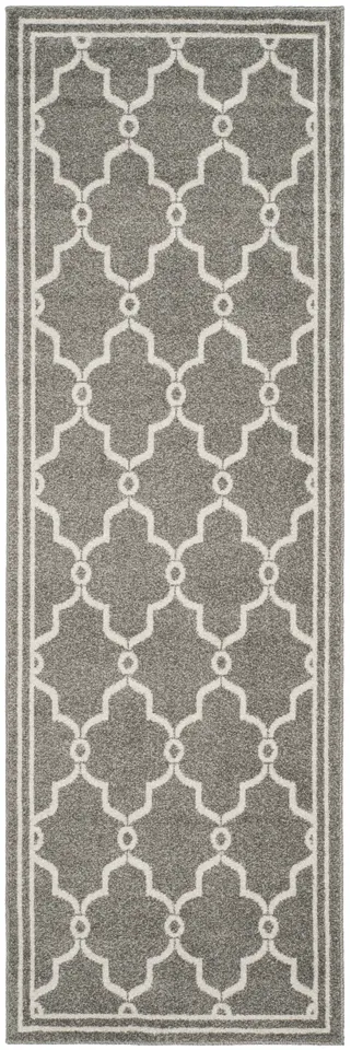 Arlo Home Indoor/Outdoor Woven Area Rug, AMT414R, Dark Grey/Beige,  2' 3" X 11'