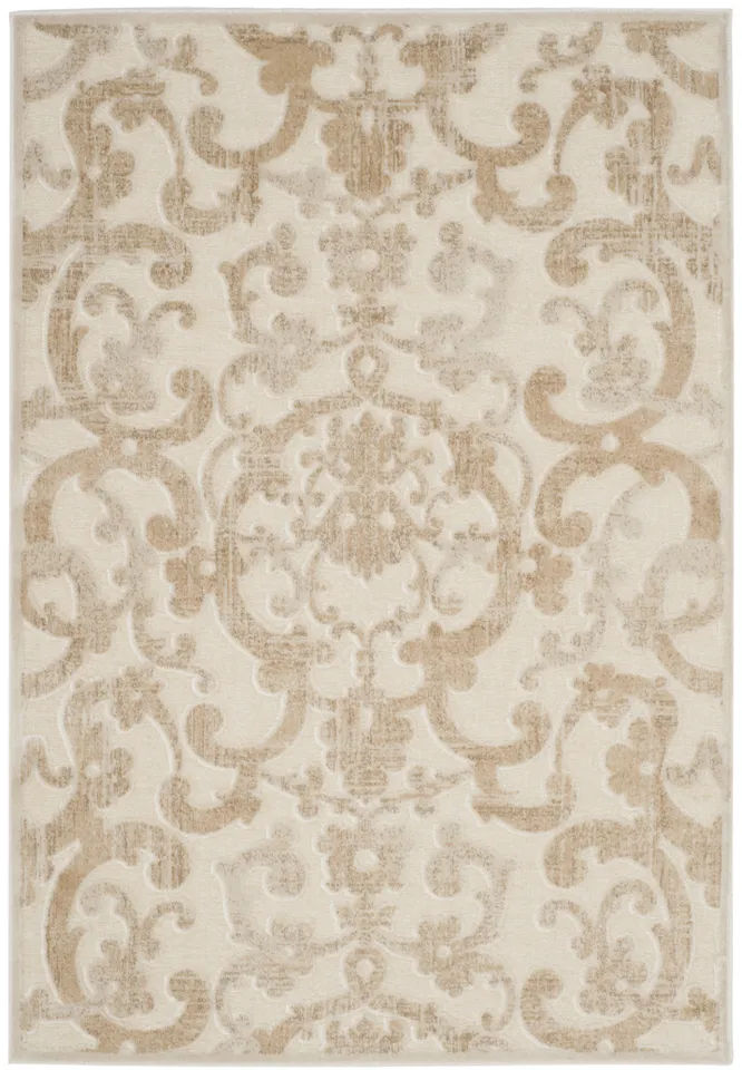 Arlo Home Woven Area Rug, PAR357-3440, Stone/Cream,  4' X 5' 7"