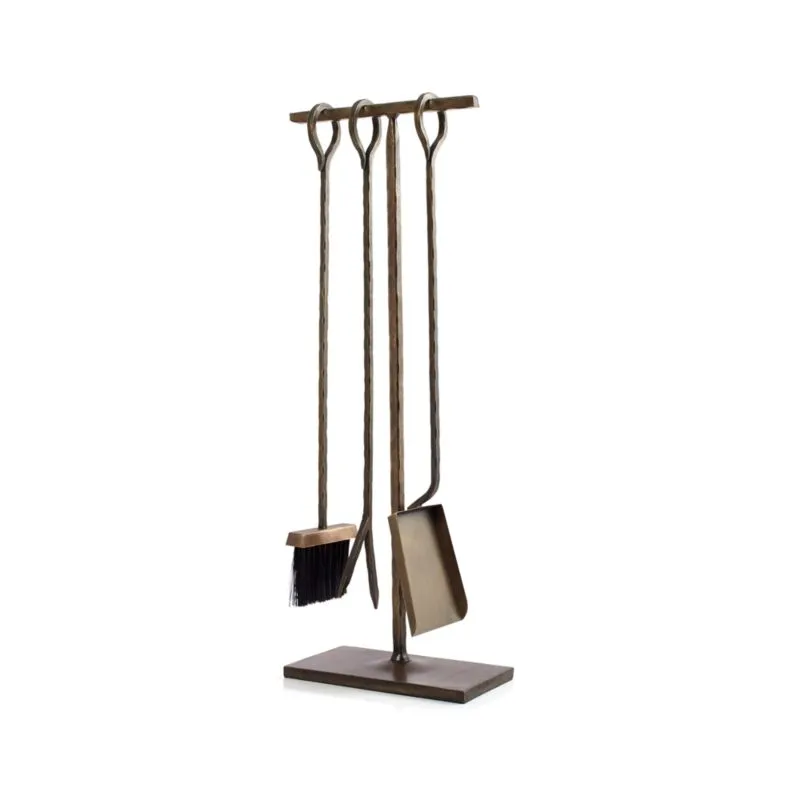 Antiqued Brass Fireplace Tool Set