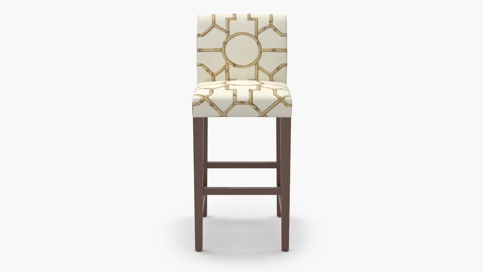Signature Dining Bar Stool, Tan Baldwin Bamboo, Walnut Square Tapered Leg