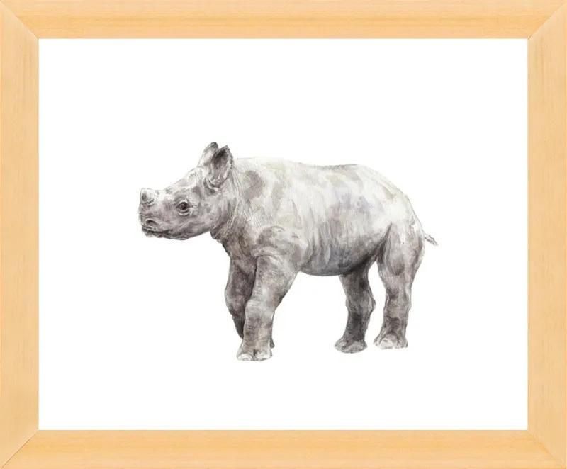 Baby Rhino Watercolor by Lauren Rogoff for Artfully Walls