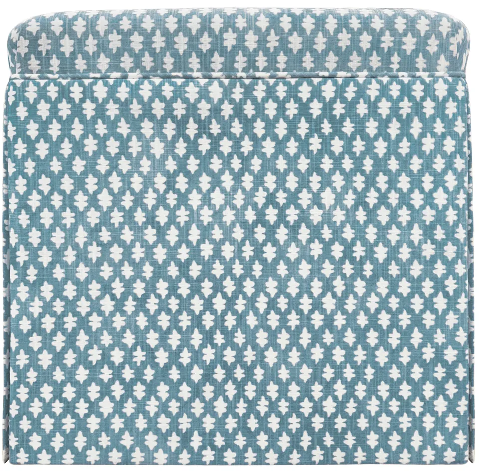 THE SKIRTED OTTOMAN :: TILLY PRINT // HYDRANGEA BLUE - Skirted Ottoman