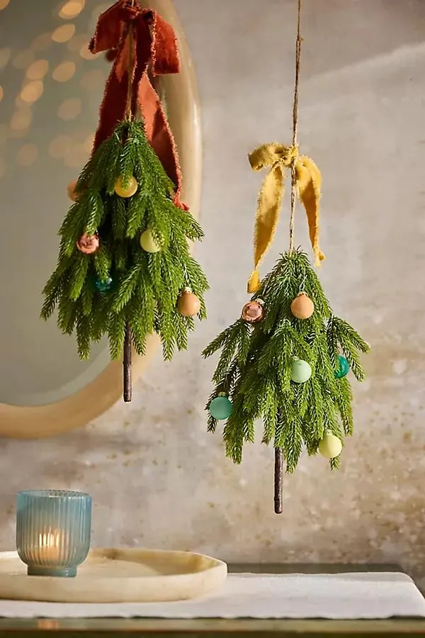 Faux Tree Ornaments, Set of 2