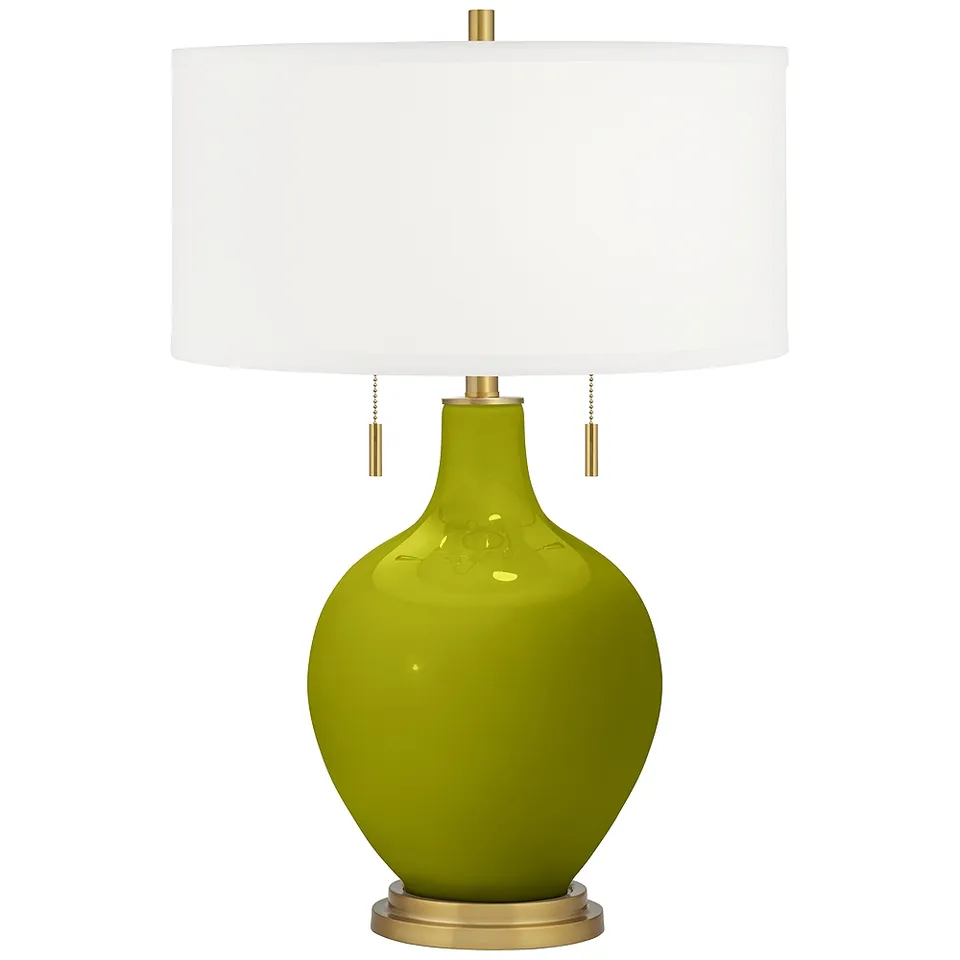 Color Plus Toby Brass 28" High Olive Green Table Lamp
