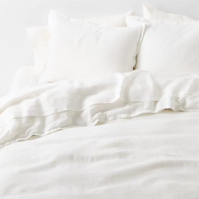 Aire Natural European Linen Crisp White Full/Queen Duvet Cover