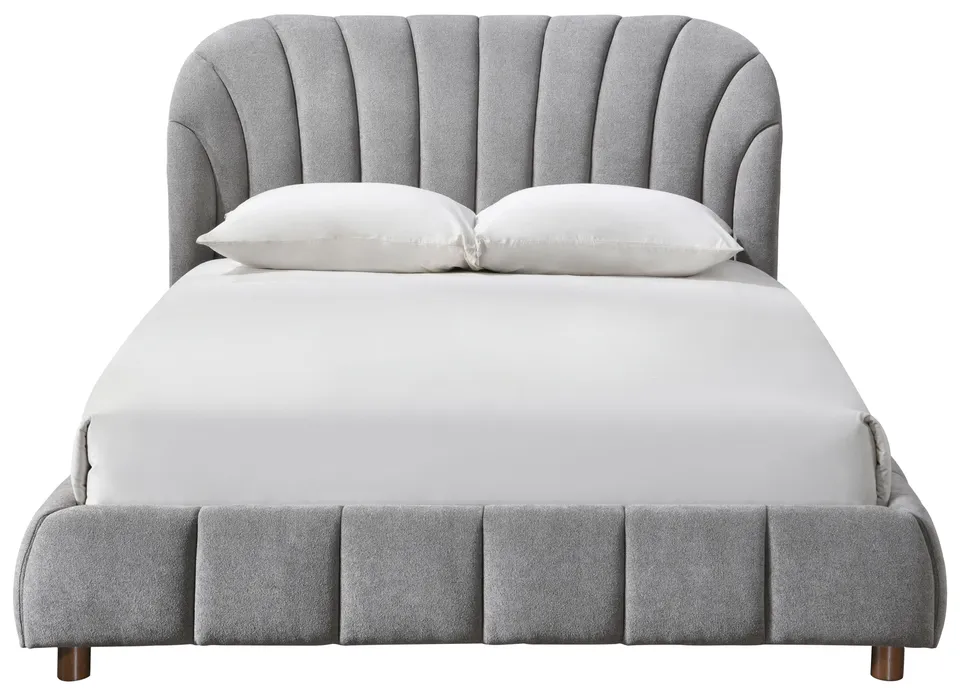 Tillie Channel Tufted Bed - Dark Grey / Walnut