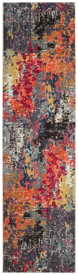 Arlo Home Woven Area Rug, MNC266M, Blue/Orange,  2' 2" X 8'