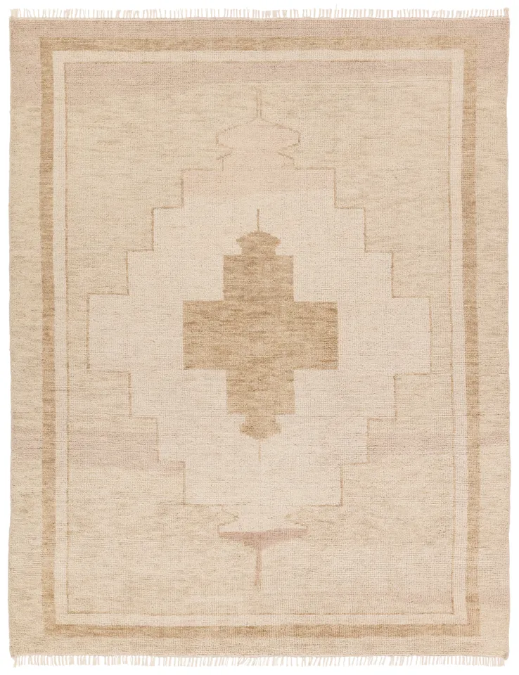 Astine Hand Knotted Medallion Beige/Cream Area Rug (8'X10')