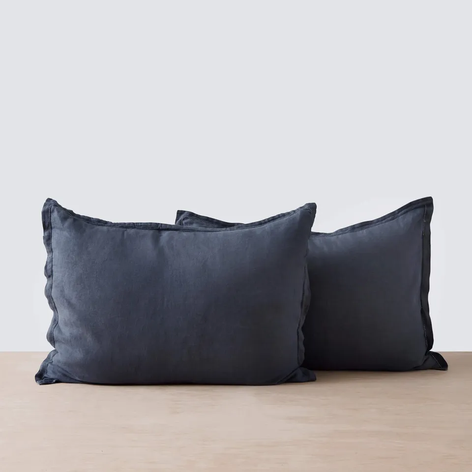 The Citizenry Stonewashed Linen Shams | King Set | Black