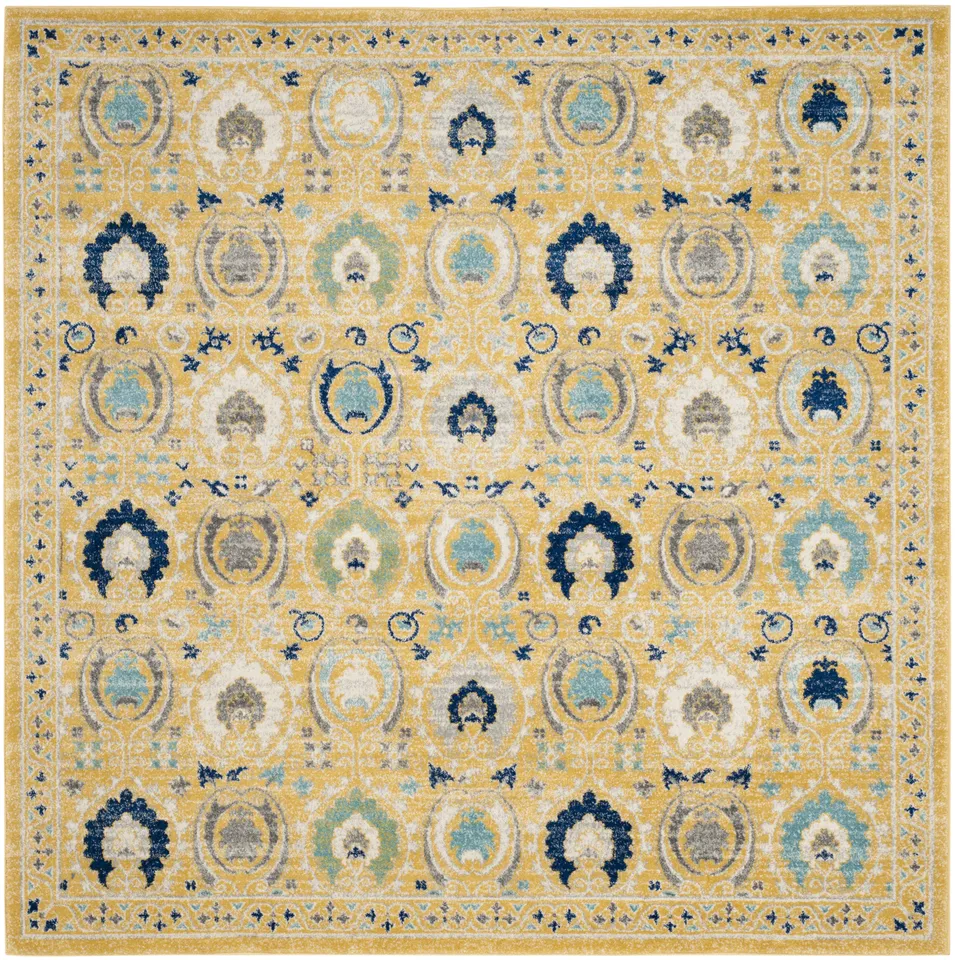 Arlo Home Woven Area Rug, EVK251B, Gold/Ivory,  6' 7" X 6' 7" Square