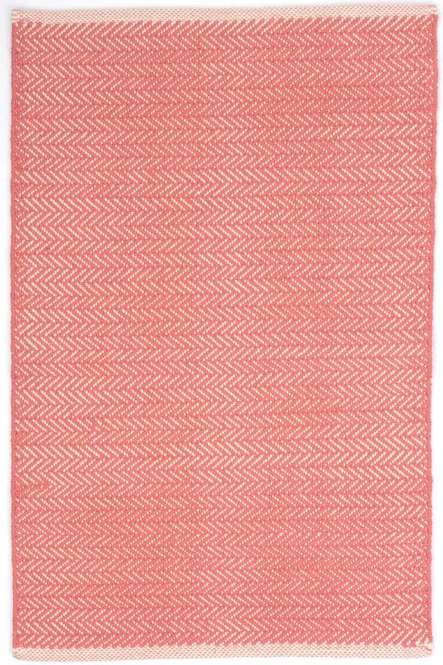 Herringbone Coral Handwoven Cotton Rug