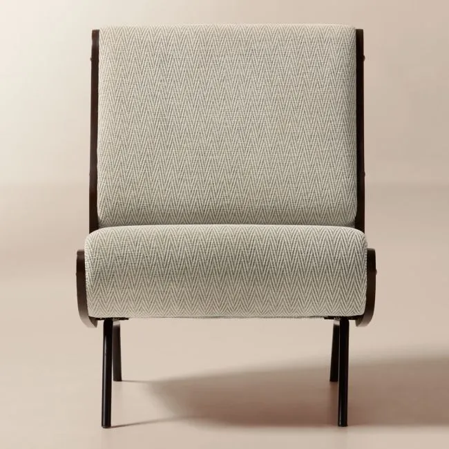 Meda Geometric Grey Textured Weave Accent Chair Set of 2 by Gianfranco Frattini
