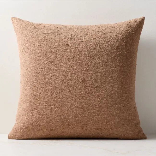 Cocoa Brown Boucle Throw Pillow With Down-Alternative Insert 23"x23"