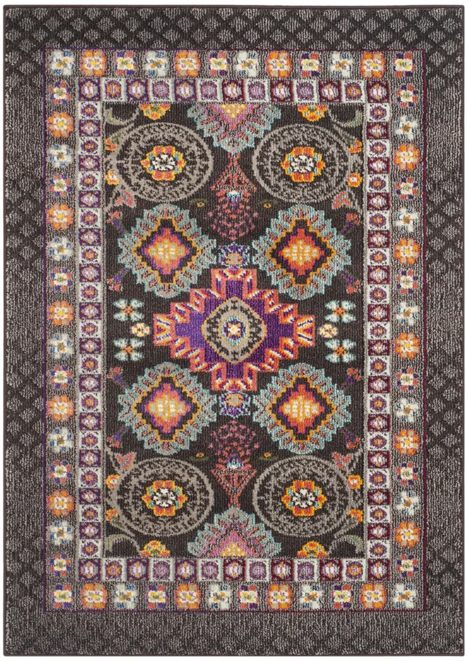 Arlo Home Woven Area Rug, MNC240B, Brown/Multi,  4' X 5' 7"